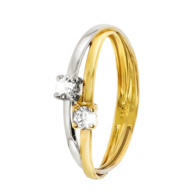 Bicolor-Ring, 585 Gold, mit Zirkonia