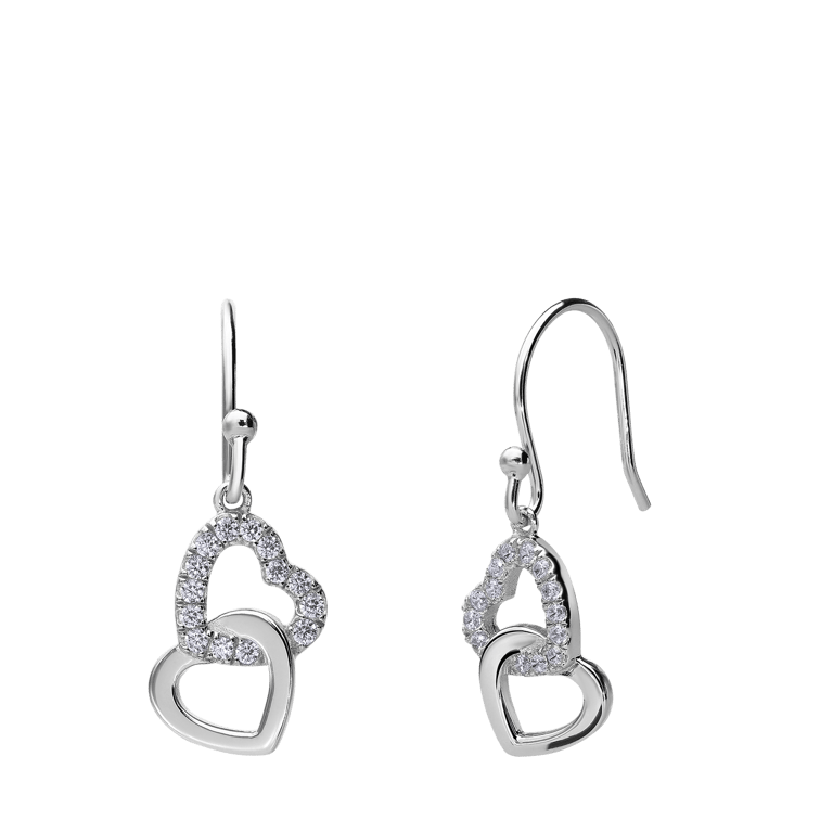 Ohrringe, 925 Silber, Herz mit Zirkonia