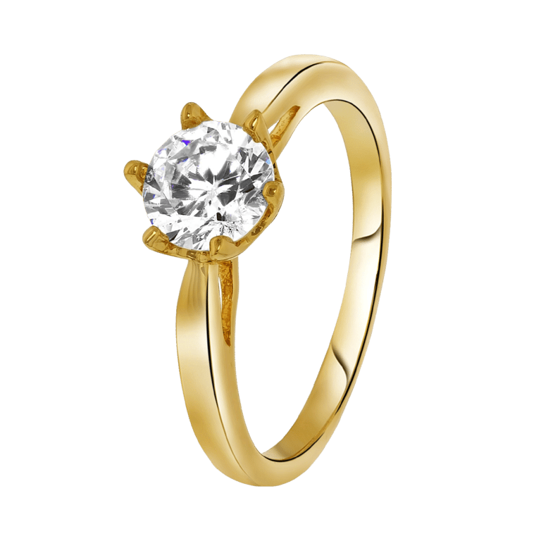 Goldplated ring solitair zirkonia