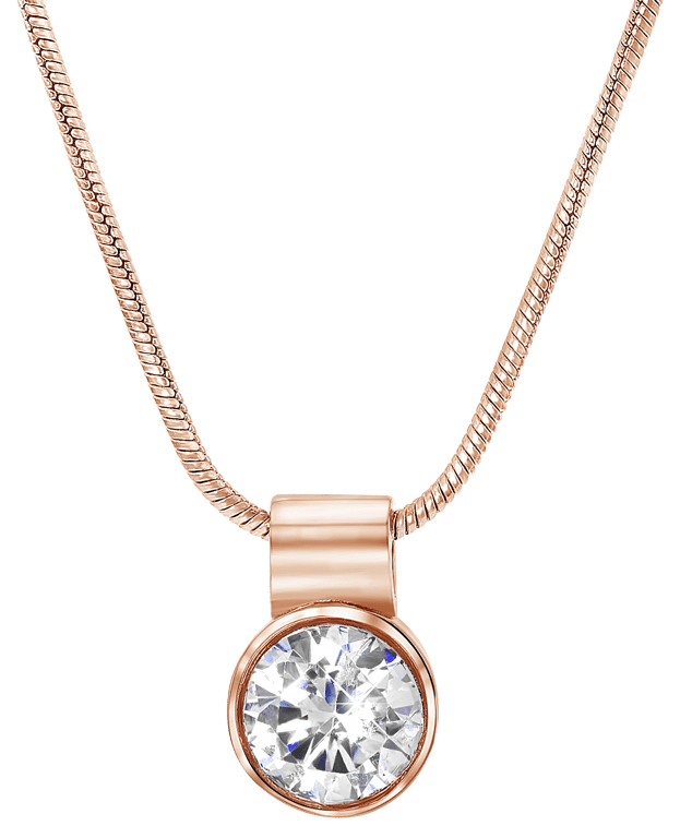 Stalen roséplated ketting met hanger met zirkonia voor dames