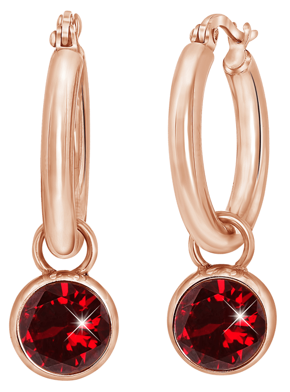 Rosévergoldete Ohrringe aus Edelstahl mit Rubin-Zirkonia