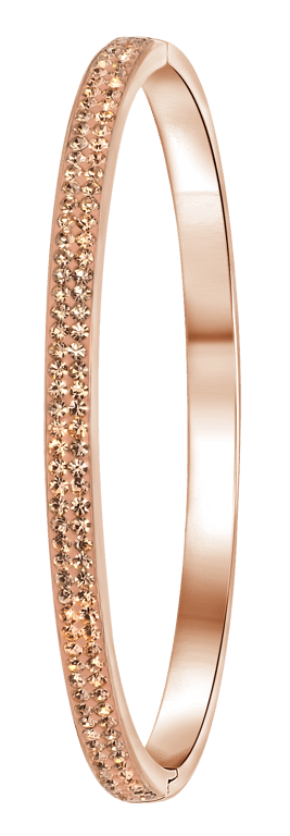 Gerecycled stalen armband roseplated light peach kristal