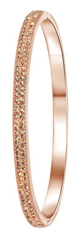 Gerecycleerd stainless steel armband roseplated light peach kristal