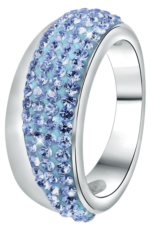Edelstahlring Kristall helles Saphirblau
