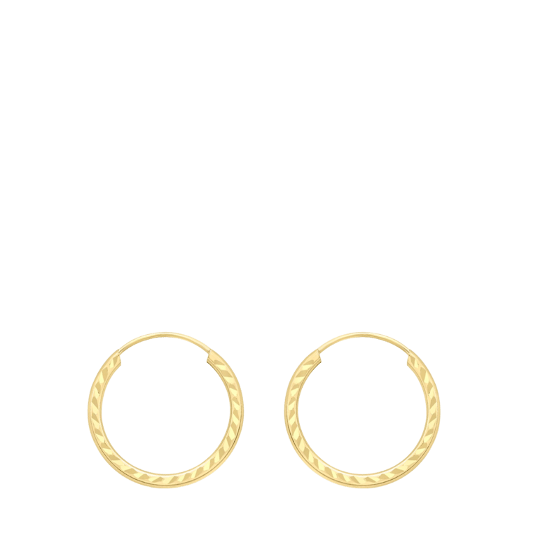 Ohrringe, 375 Gold, schön bearbeitet, 15 mm