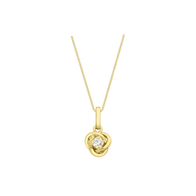 9 Karaat ketting met swirl hanger zirkonia