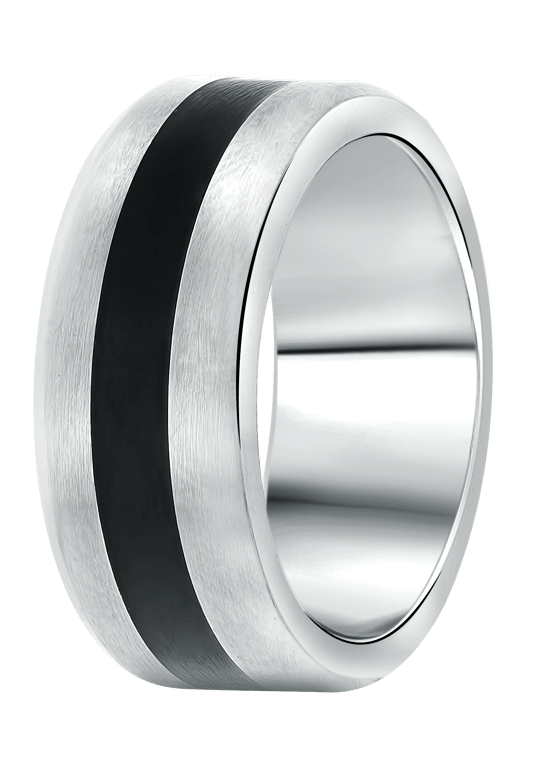 Gerecycleerd stainless steel ring mat met zwart accent