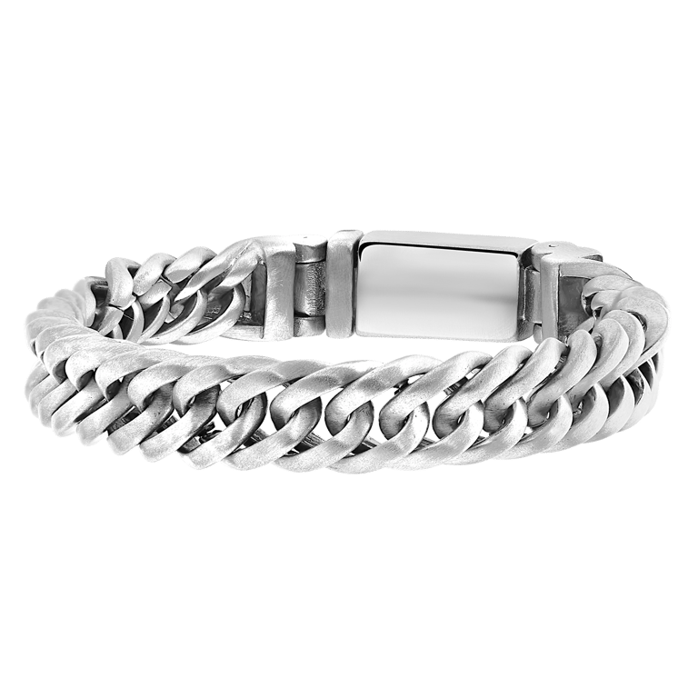 Stainless steel armband mat met gourmetschakel