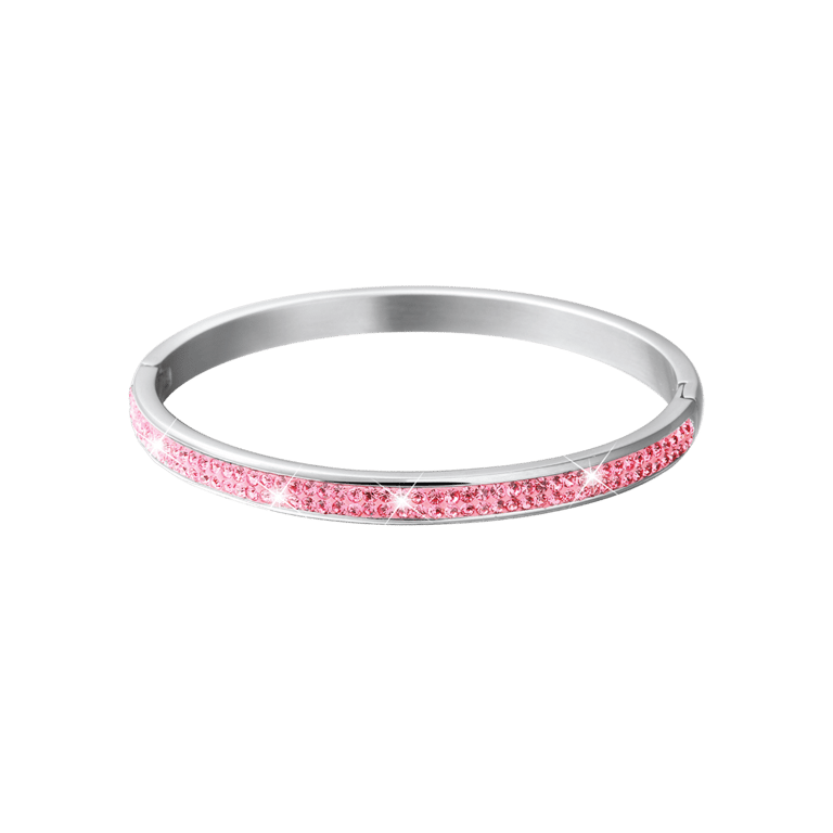 Gerecycleerd stainless steel kinderarmband licht roze kristal