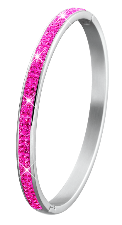 Gerecycled stalen kinderarmband fuchsia kristal