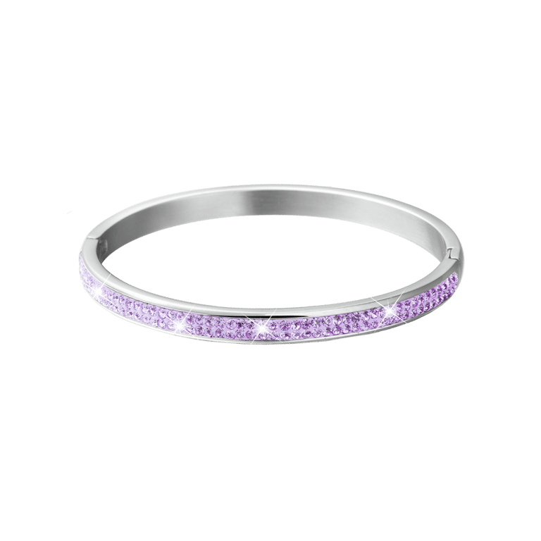 Gerecycled stainless steel kinderarmband violet kristal