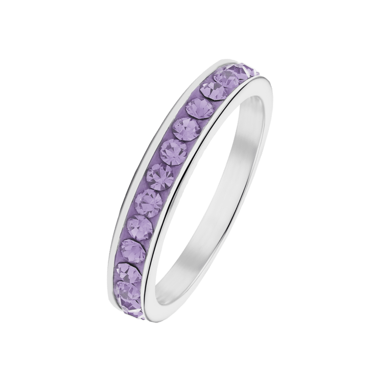 Gerecycled stainless steel kinderring violet kristal