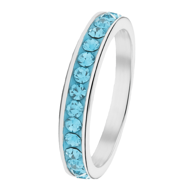Gerecycleerd stainless steel kinderring aqua bohemica kristal