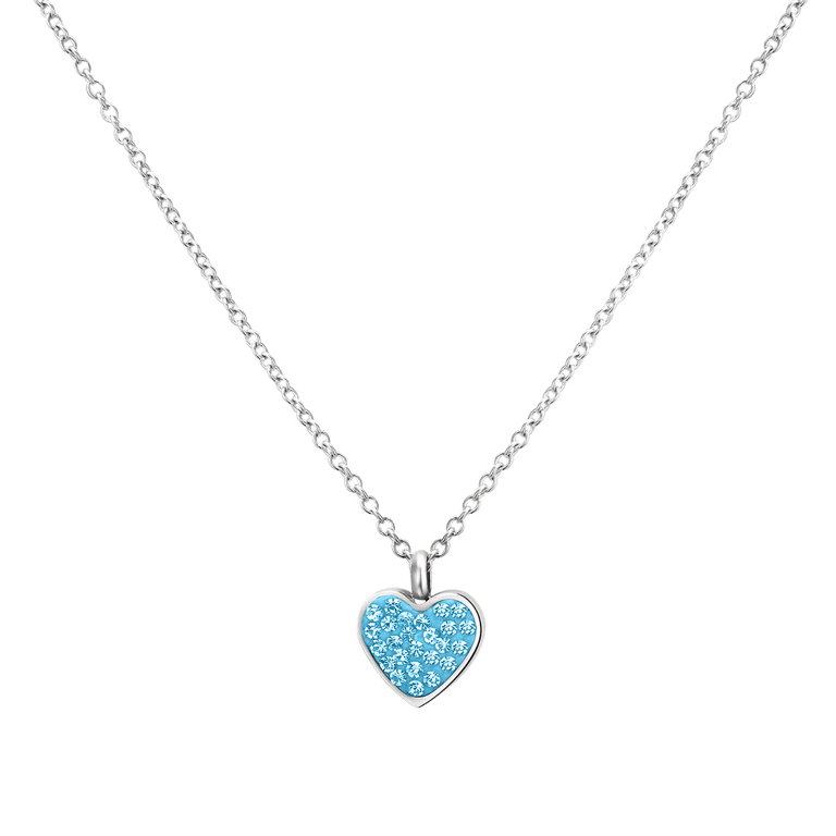 Gerecycled stalen kinderketting hart aqua bohemica kristal