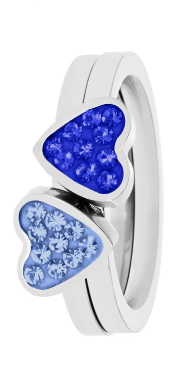 Gerecycleerd stalen kinderring 2in1 lightsapphire/sapph kristal
