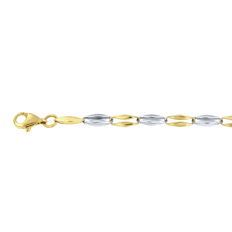Bicolor-Armband, 585 Gold, Fantasie-Kettenglieder