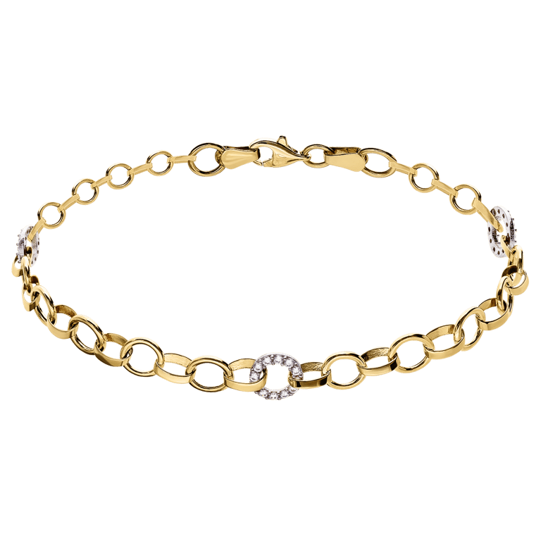 Bicolor-Armband, 585 Gold, Kreis, Zirkonia