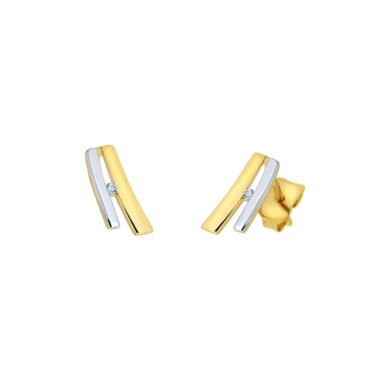 Bicolor-Ohrringe, 585 Gold, Zirkonia