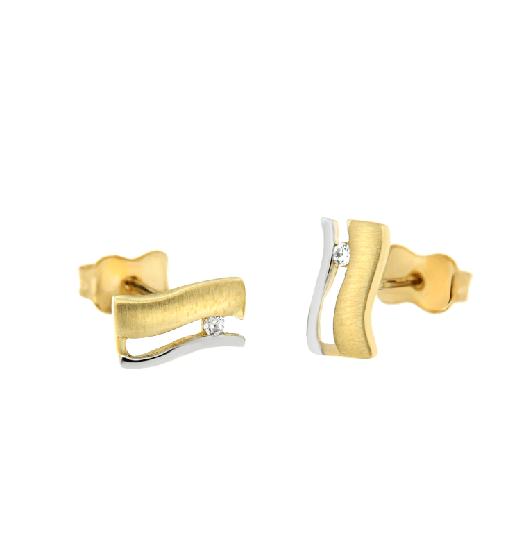 585 Gold Bicolor-Ohrringe mit Zirkonia