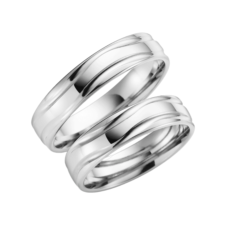 14-karätiger Weißgold-Trauring für Damen Gänseblümchen H40W