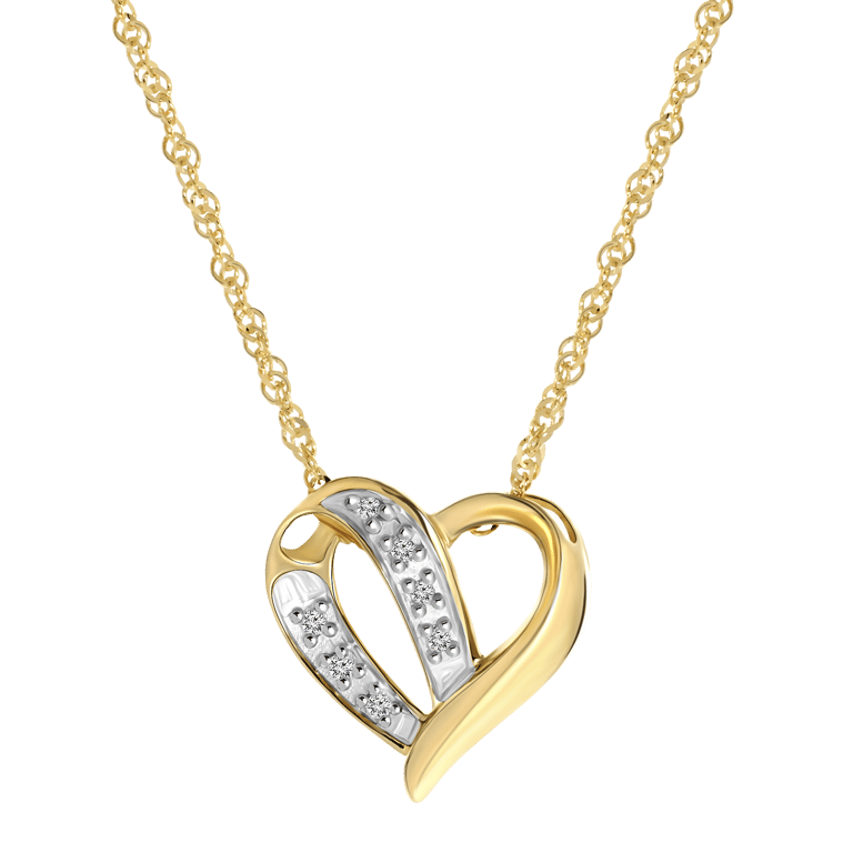 14 karaat geelgouden ketting hanger hart diamant 0,03ct