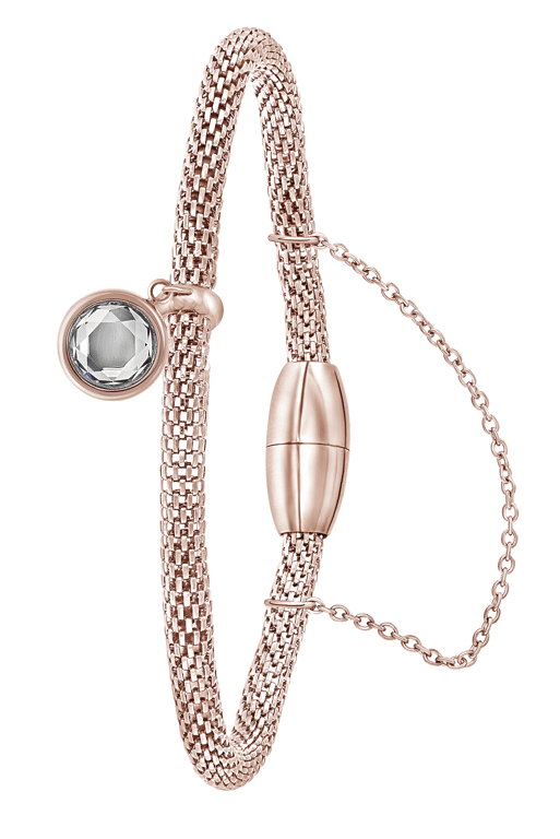 Gerecycleerd stalen armband mesh roseplated met kristal