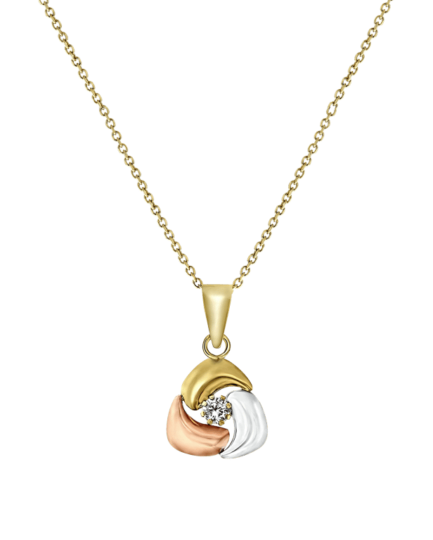 14 karaat gouden tricolor ketting met zirkonia voor dames