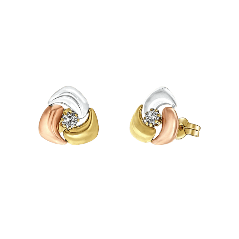 14 Karat tricolor Ohrringe mit Zirkonia