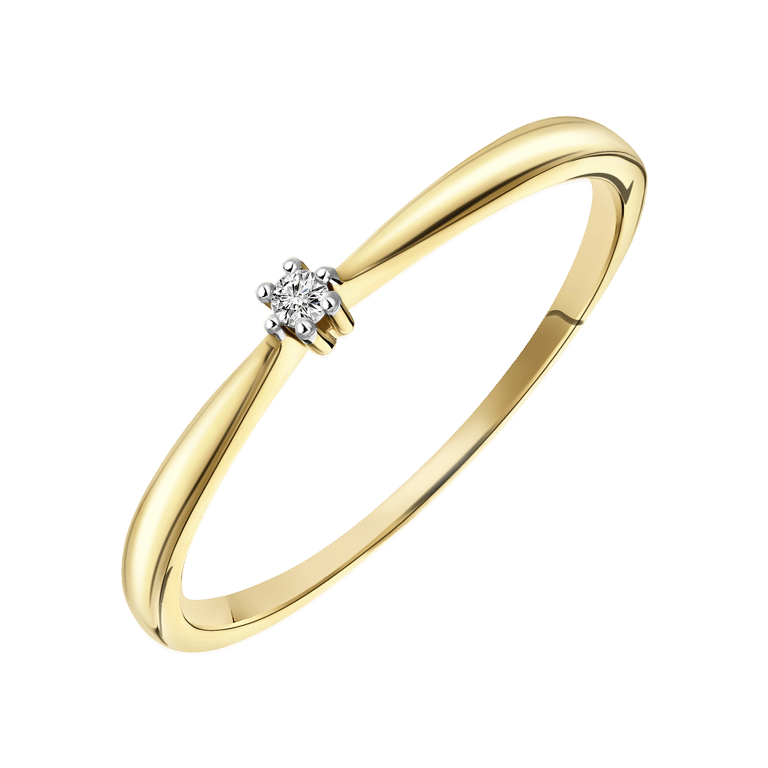 Geelgouden solitair ring met diamant (0,02ct.)