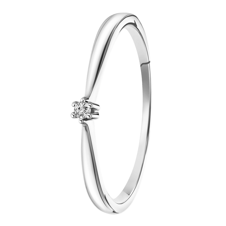Witgouden solitair ring met diamant (0,02ct.)
