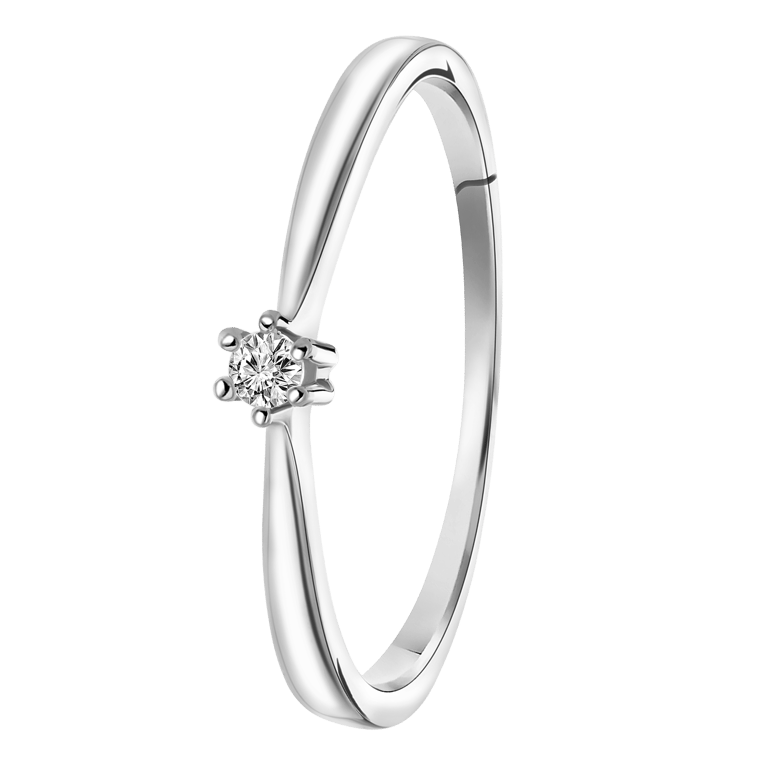 Witgouden solitair ring met diamant (0,04ct.)