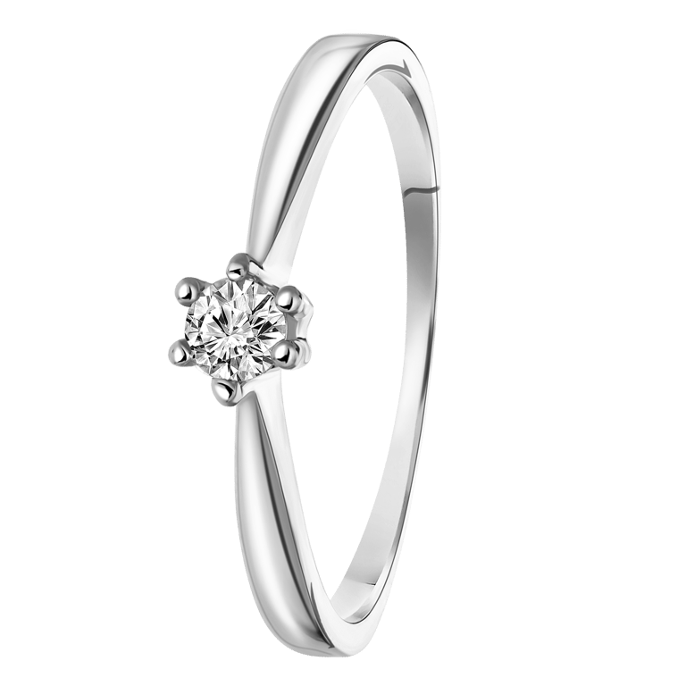 Witgouden solitair ring met diamant (0,12ct.)