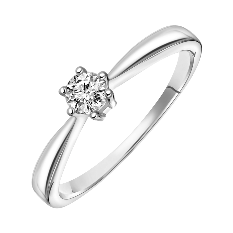Witgouden solitair ring met diamant (0,25ct.)