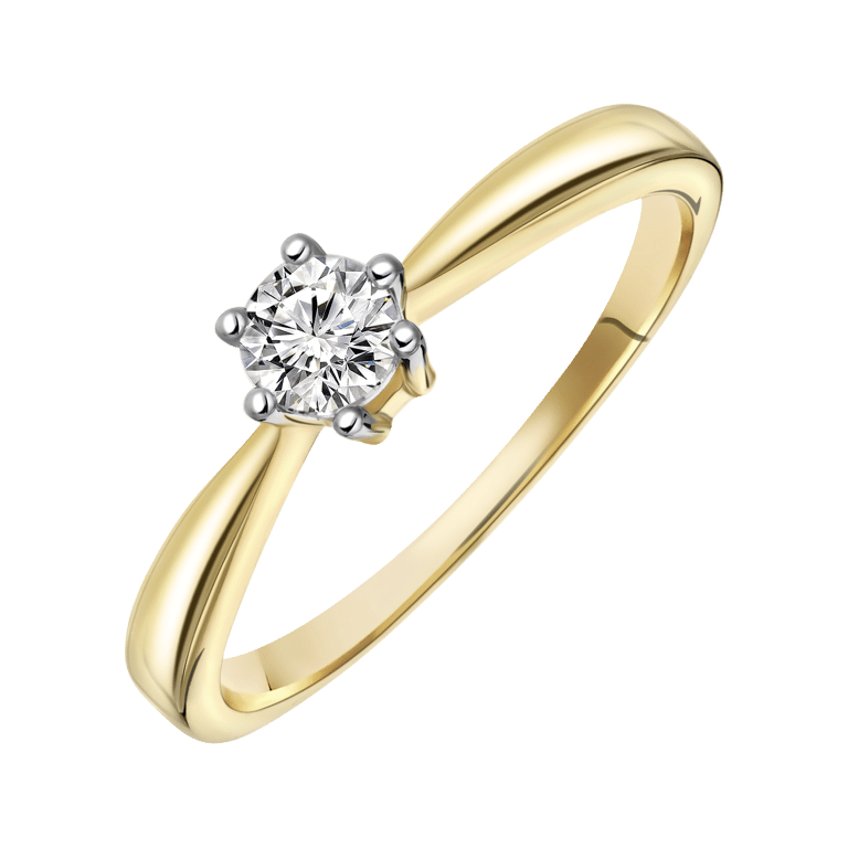 Geelgouden solitair ring met diamant (0,30ct.)