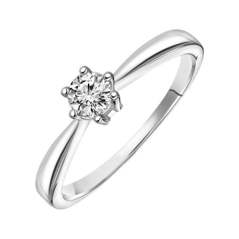 Witgouden solitair ring met diamant (0,30ct.)