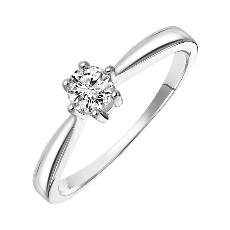Witgouden solitair ring met diamant (0,40ct.)