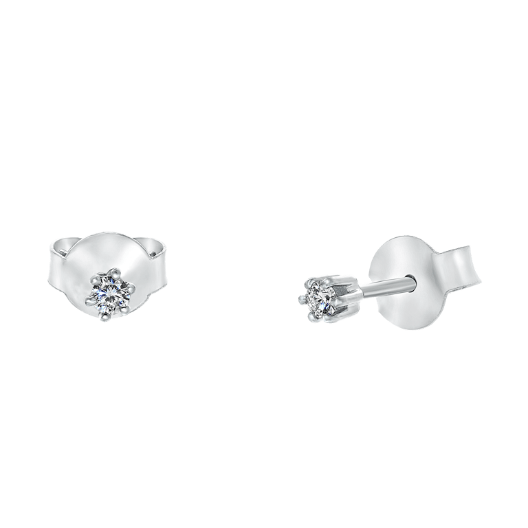 14K witgouden solitair oorbellen diamant (0,04ct.)