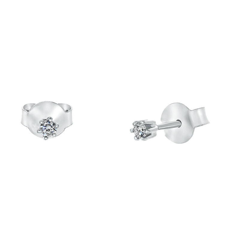 Weißgoldene Solitärohrringe mit Diamanten (0.04 ct).