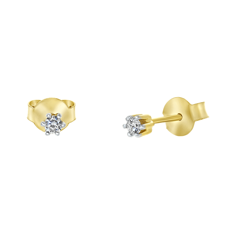 14K geelgouden solitair oorbellen diamant (0,08ct.)