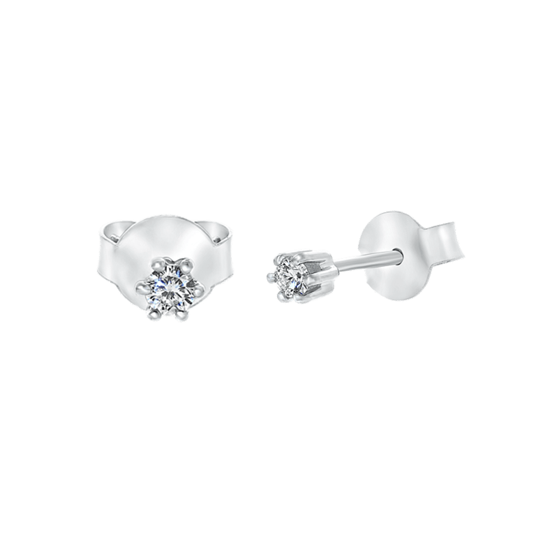 14K witgouden solitair oorbellen diamant (0,08ct.)