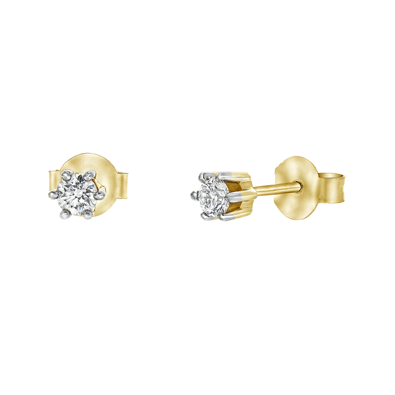 14K geelgouden solitair oorbellen diamant (0,24ct.)