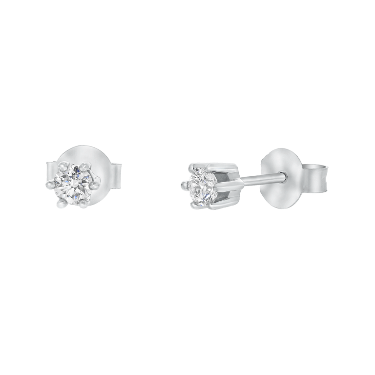 14K witgouden solitair oorbellen diamant (0,24ct.)