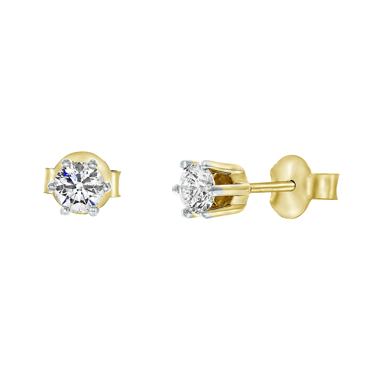 14K geelgouden solitair oorbellen diamant (0,37ct.)