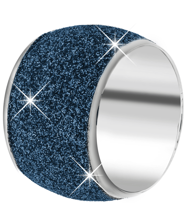 Stalen ring met blue mineral powder