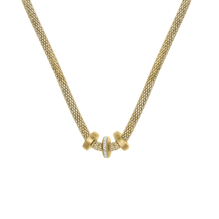 Gerecycleerd stalen ketting mesh goldplated met kristal