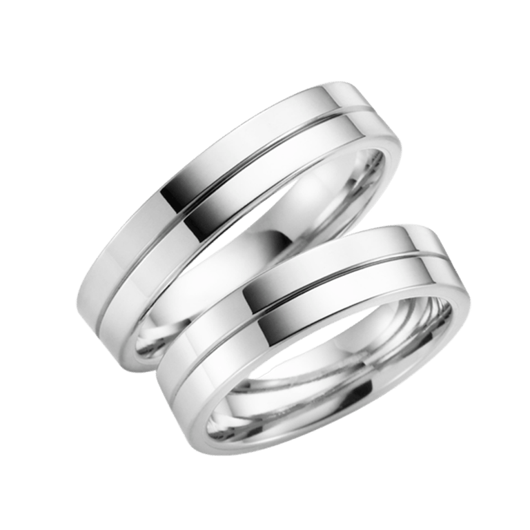 Weißgoldener 14K Trauring Orchidee Damen H41W