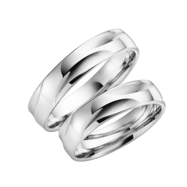 14K Weißgold Ehering Wisteria Herren H123