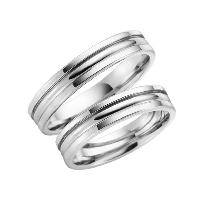 14K weißgoldener Ehering Kalina Herren H136