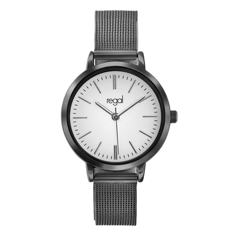 Regal mesh horloge met zwartkleurige band