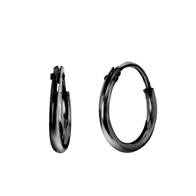 Silberne Ohrringe, metallisch schwarz, 10 mm